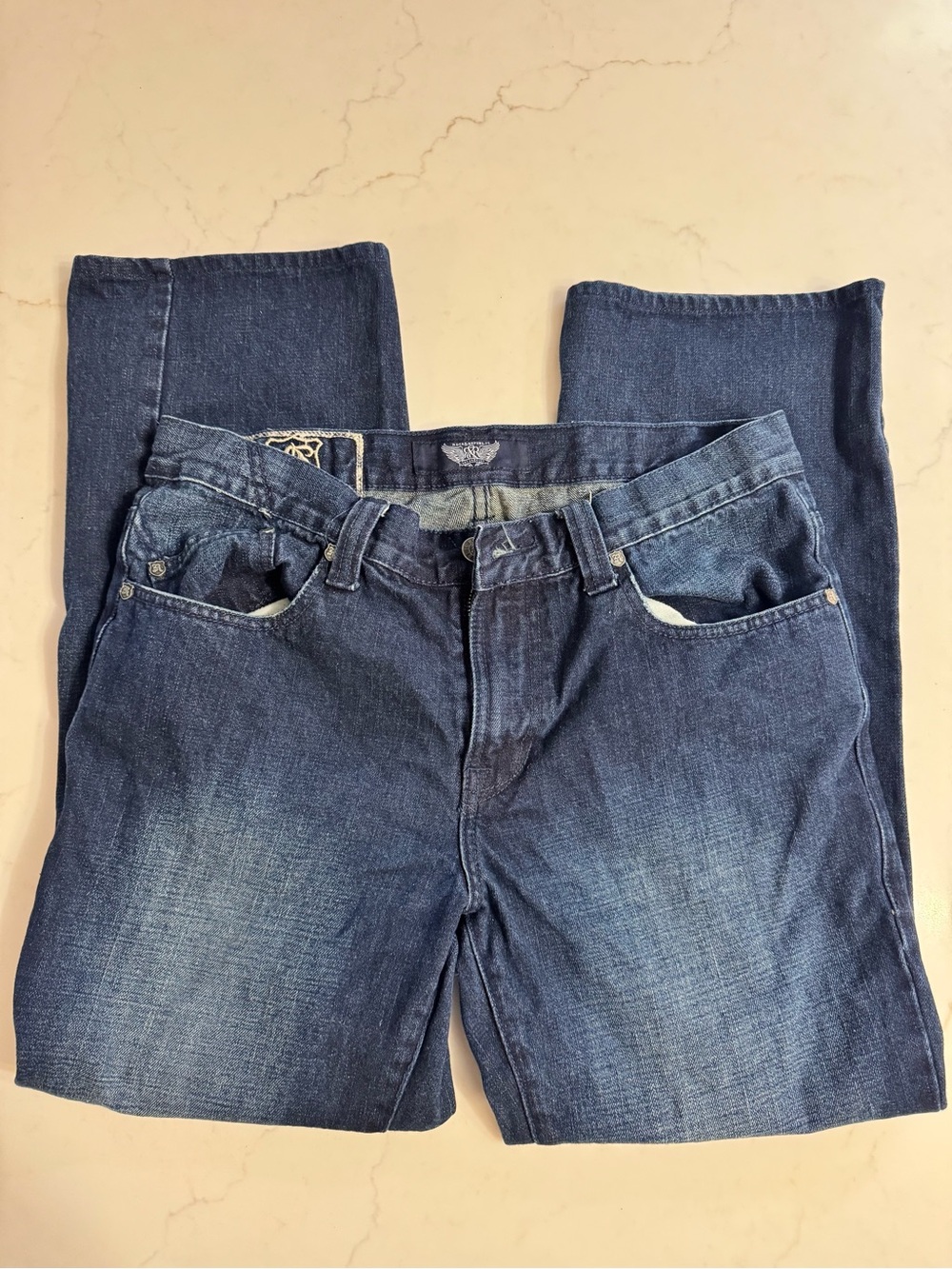 Rock & Republic Size 34 Rhinestone R Pocket Bootcut Jeans - Picture 5 of 5